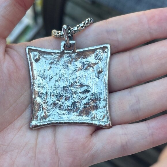 Vintage Silver Tone and Black Statement Pendant Necklace - Picture 5 of 6